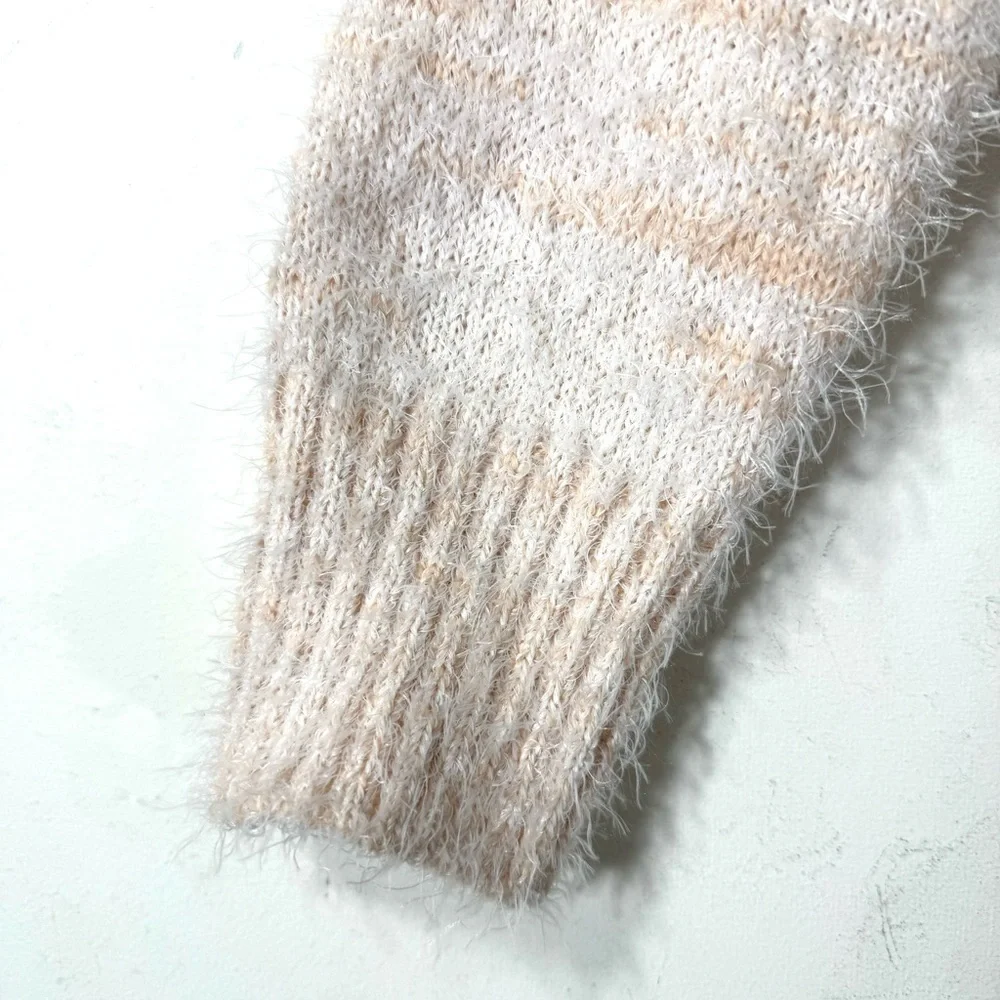 A. Byer Peach Eyelash Fringe Cowl Neck Sweater NWT